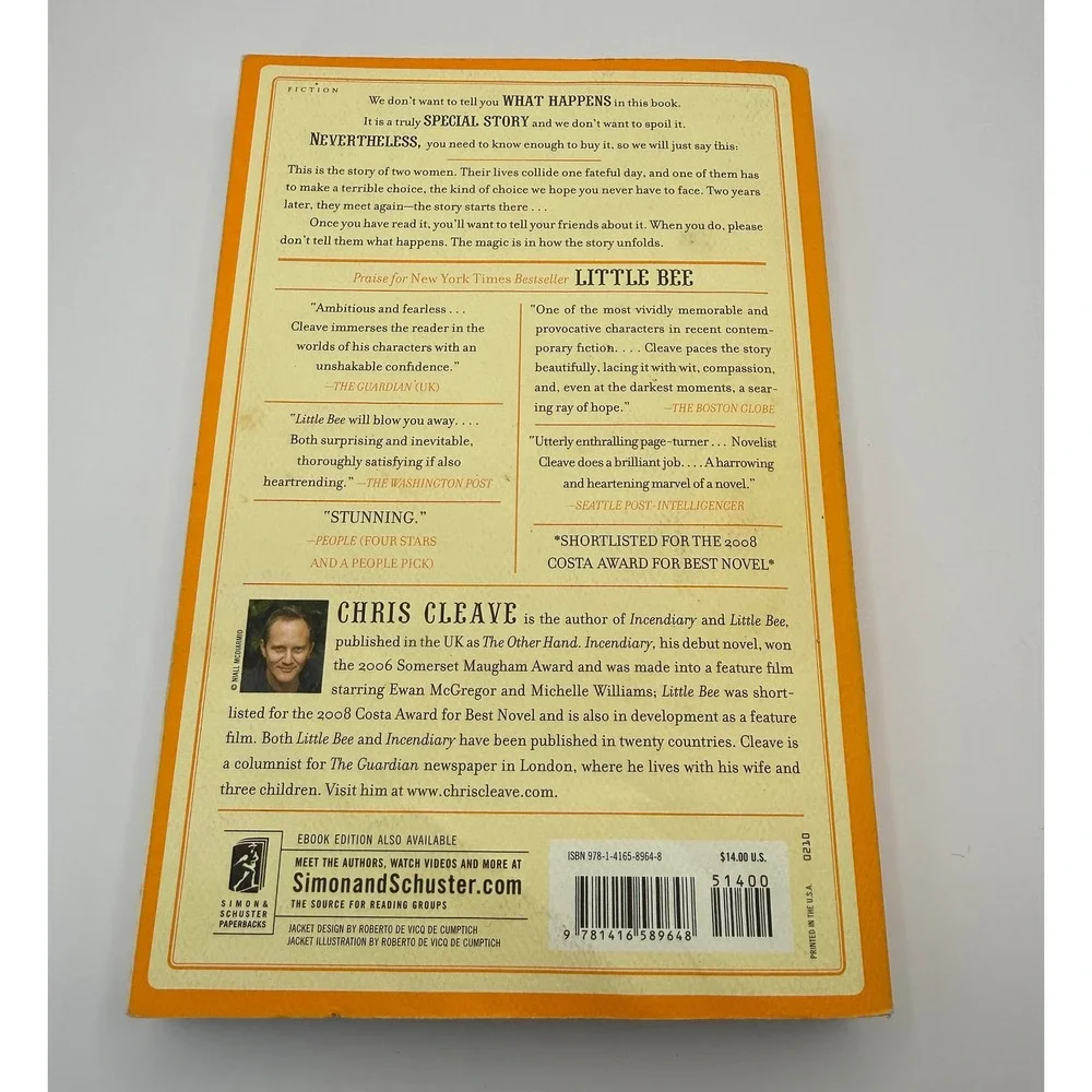 Little Bee by‎ Chris Cleave Paperback Novel Fiction New York Times Bestseller